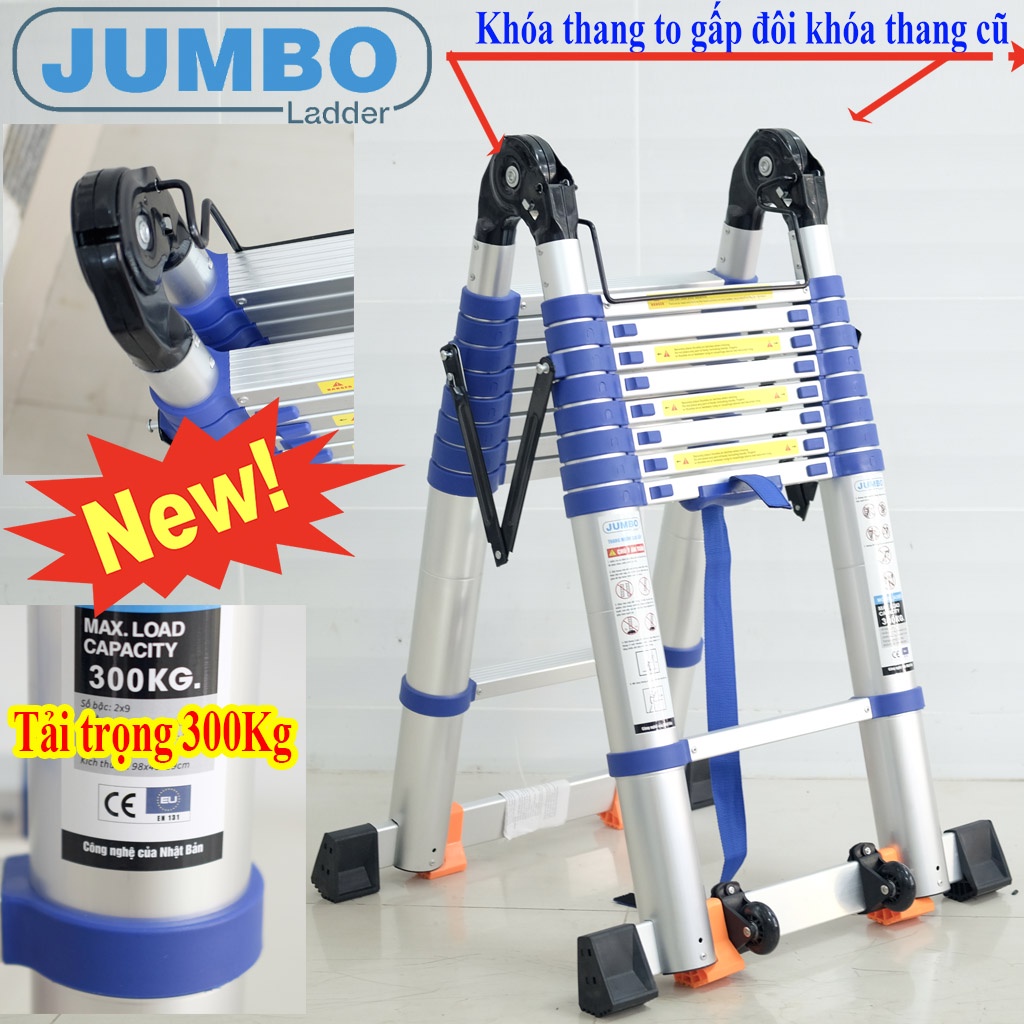 Thang nhôm rút chữ A cao cấp Jumbo - A190B, A220B, A250B, A280B