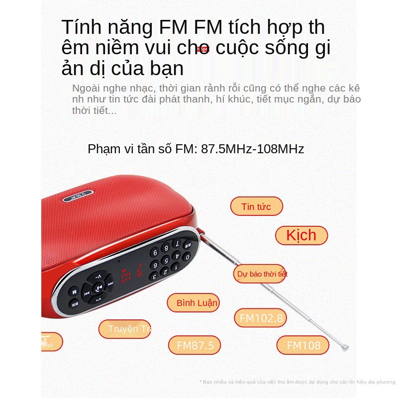 radio đa chức năng máy nghe nhạc người cao tuổi loa không dây bluetooth siêu trầm mini có thể sạc lại hát opera ghi âm