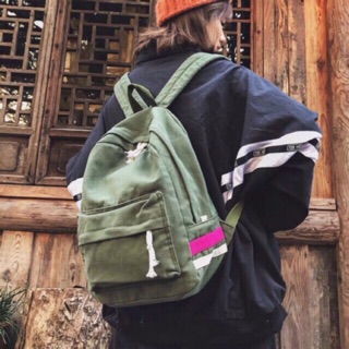 Balo vải bố canvas sọc hông nam nữ unisex ulzzang