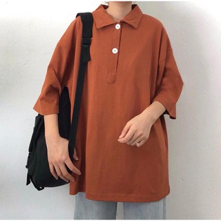 Unisex - polo trơn - polo basic - polo tay lở - áo thun cổ trụ tay lở form rộng