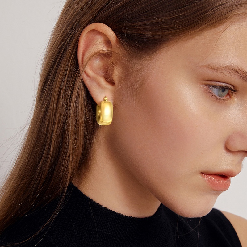 Vnox Khuyên Tai Vòng Tròn Bằng Thép Không Gỉ Đánh Bóng Cao Cho Nữ