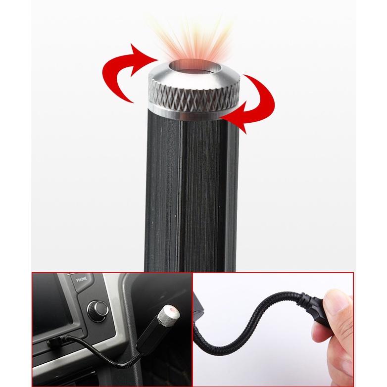 Đèn LED chiếu trần nhà, phòng khách, phòng ngủ, xe hơi màu đỏ chân USB di động có thể điều chỉnh tiện dụng