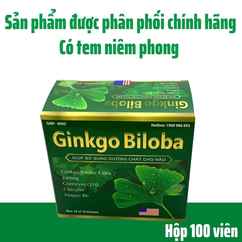 BỔ NÃO GINKGO BILOBA EXTRA 240mg hộp 100viên-Hỗ trợ tăng cường tuần hoàn não, lưu thông huyết mạch, hoạt huyết dưỡng não