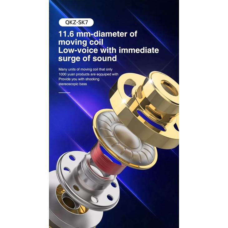 Tai nghe QKZ SK7, đẹp hơn, Bass tốt hơn, có micro và tăng giảm âm lượng
