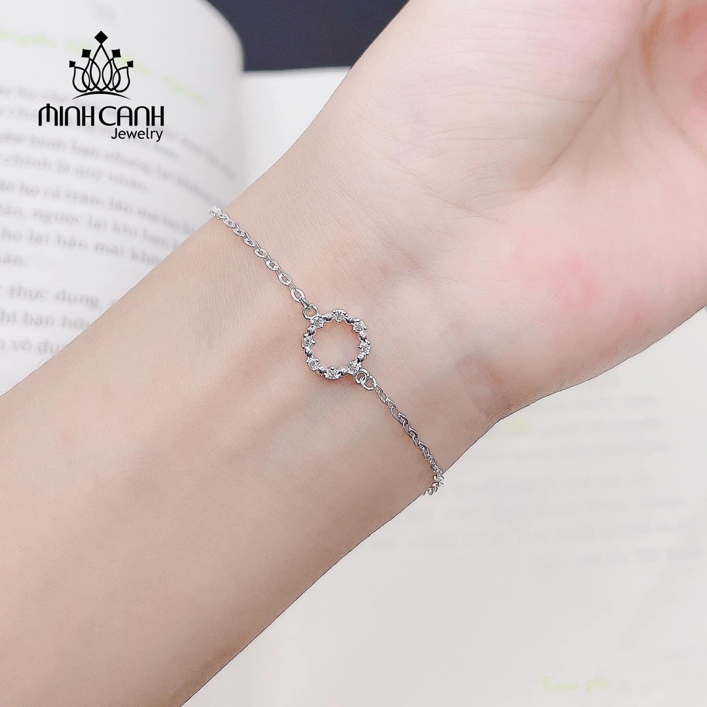 Lắc Tay Bạc Viền Tròn Đính Đá - Minh Canh Jewelry