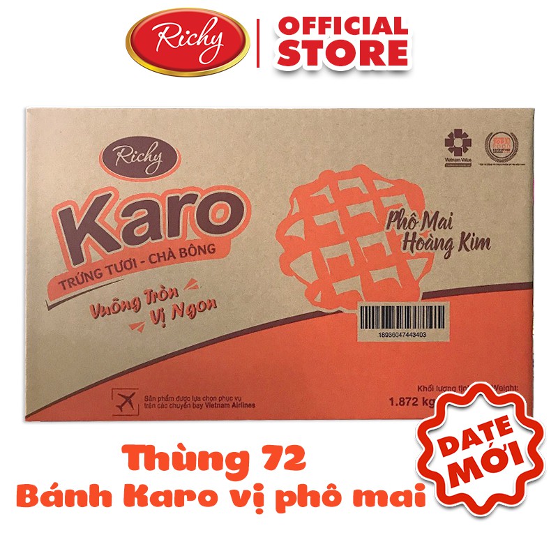 Thùng 72 bánh Karo Richy trứng tươi – chà bông