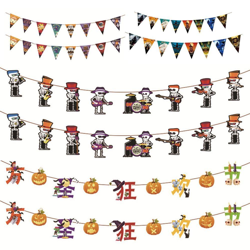 Dây Cờ Trang Trí Tiệc Halloween Nhiều Màu Sắc