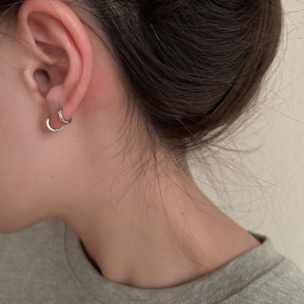 Bông Tai Tròn Nhỏ Bằng Kim Loại Phong Cách Đường Phố Hàn Quốc Thời Trang Mùa Đông Cho Nam Và Nữ