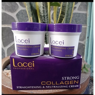 Kem duỗi tóc bóng mượt Lacei Collagen 200MLX2/ 500ml x2_ duỗi tóc tại nhà chuẩn salon