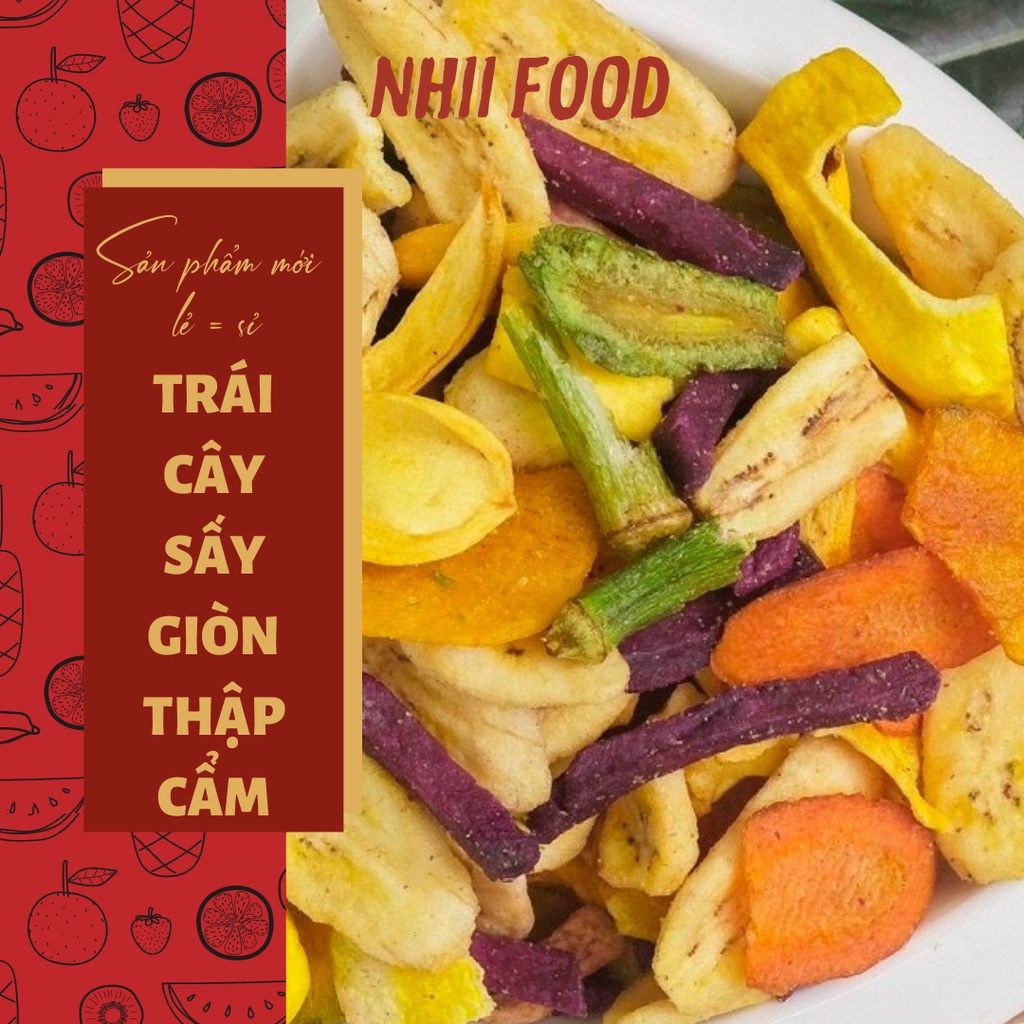 500GR Trái cây thập cẩm sấy giòn nguyên miếng NHII FOOD  thực phẩm sạch nhà làm