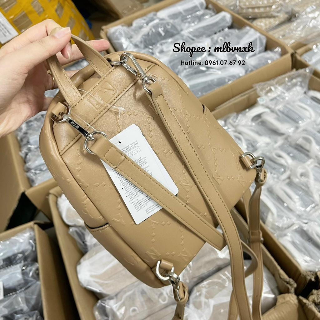 ẢNH THẬT / TQXK - Balo Da MLB Diamond Monogram Embo Mini Backpack New York Yankees - HÀNG XUẤT DƯ FULLTAG