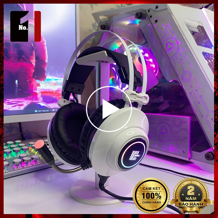 Tai Nghe Chụp Tai Gaming Màu Trắng Zidli SH320V Led RGB Tai Nghe Headphone Máy Tính Laptop Có Mic Âm Thanh Hay Có Dây