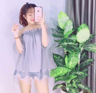 Áo trễ vai lưới công chúa