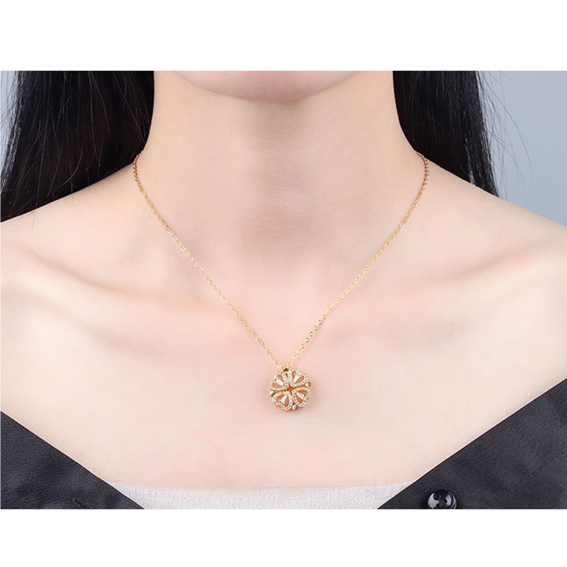 Dây Chuyền Mặt Cỏ Bốn Lá Đính Đá Sang Trọng Cho Nữ