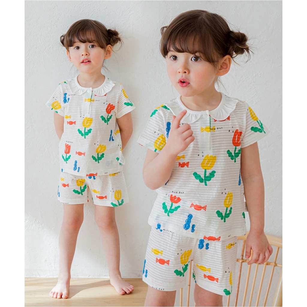 Bộ trẻ em🌷cộc tay🌷chính hãng🌷Cordi-i Hàn Quốc-Hoa cổ sen