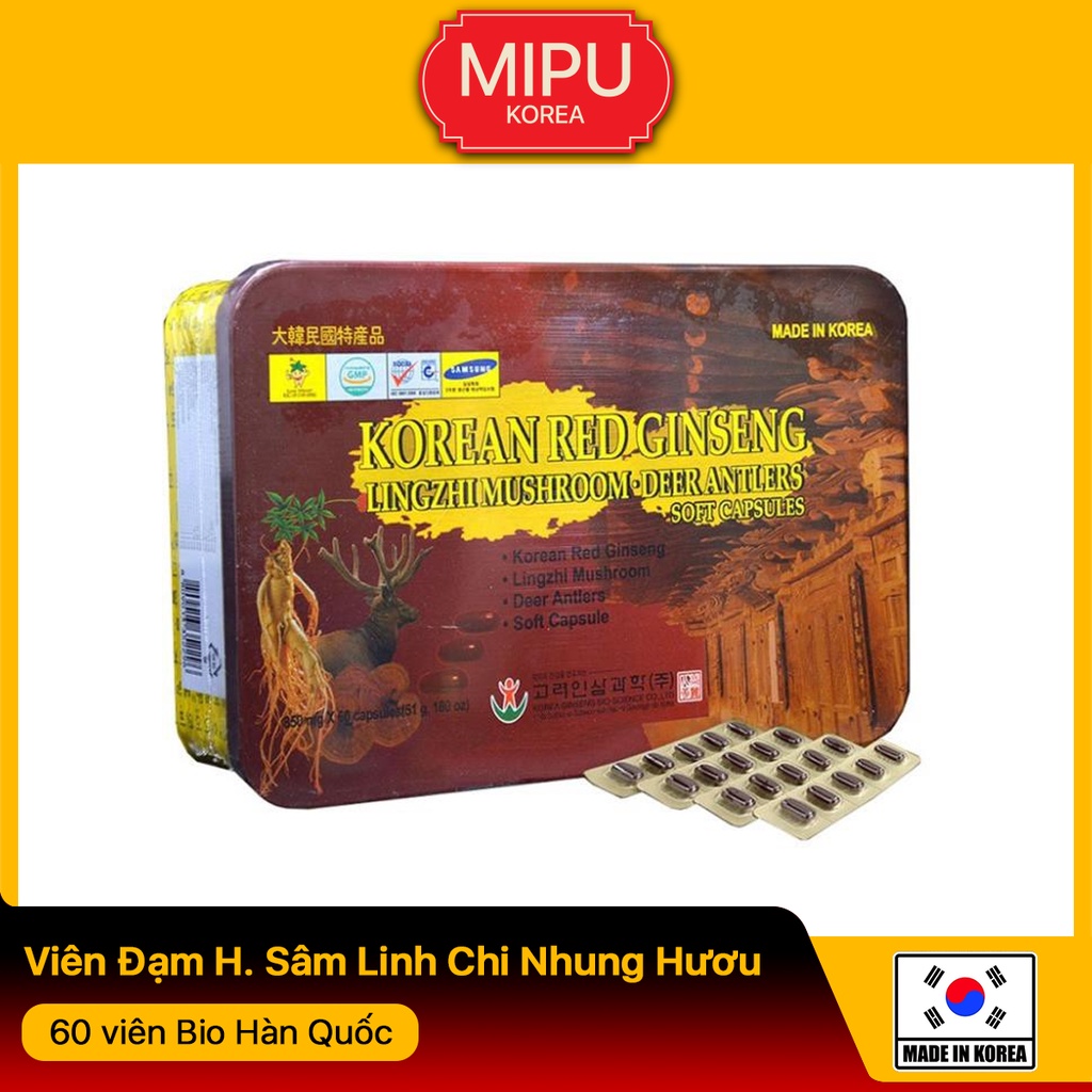 Viên Đạm Hồng Sâm Linh Chi Nhung Hươu 60 viên Bio Hàn Quốc