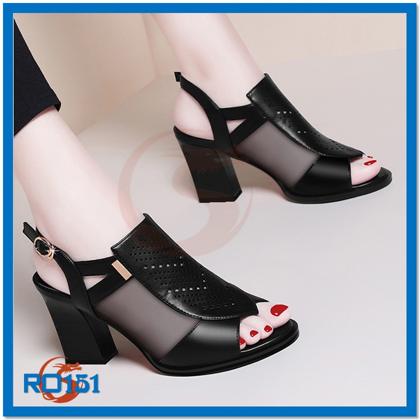 Giày sandal cao gót nữ đẹp Rosata chữ V sang trọng RO151