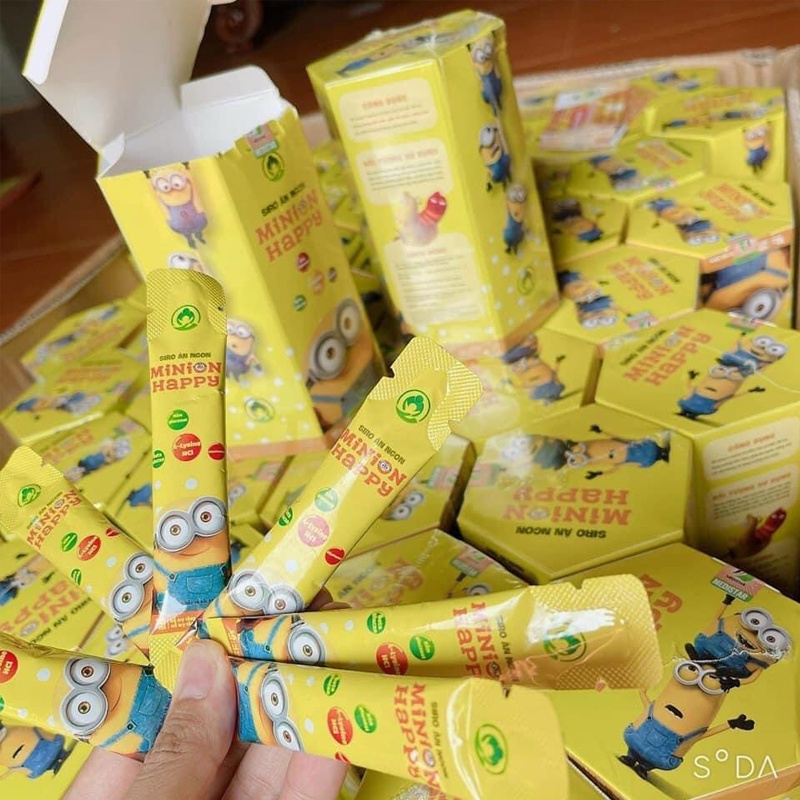 Siro ăn ngon MINION HAPPY (30 Gói/300mL) giúp bé ăn ngon miệng, cải thiện chiều cao cân nặng cho trẻ