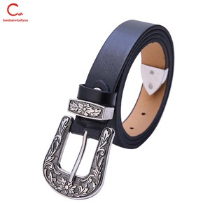 Thắt lưng da bản nhỏ họa tiết hoa retro thời trang cho nữ