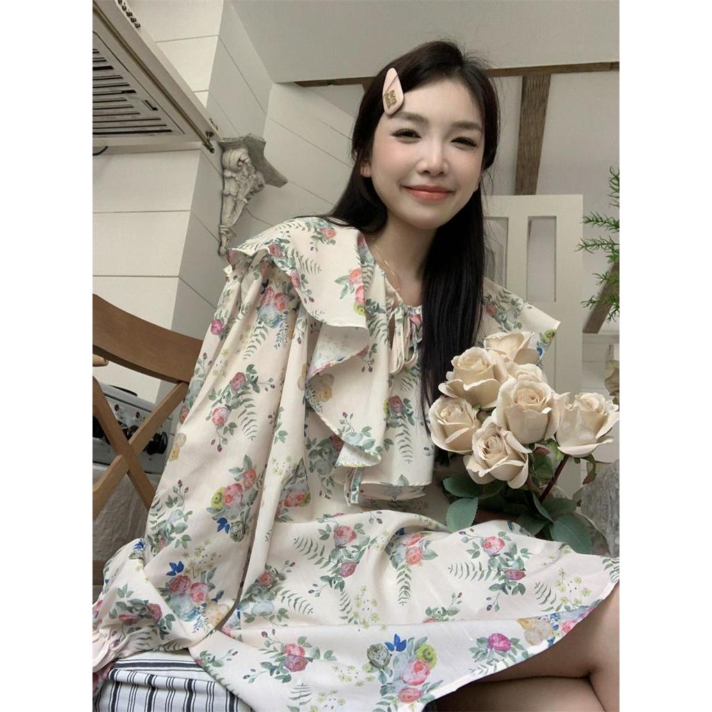 Áo Sơ Mi Tay Dài Cổ Búp Bê Viền Bèo Nhún Dáng Rộng Kiểu Hàn Quốc Thời Trang Cho Tuổi Trung Niên