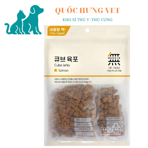 Viên Thịt Bò, Gà & Cá Hồi Bowwow Cube Jerky Snack Cho Chó 5 viên- quốc hưng vet