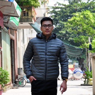 Áo phao nam 3 lớp trần bông có mũ khóa túi, sz 50- 72kg