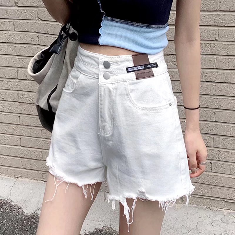 Quần Short Denim Lưng Cao Dáng Rộng Cỡ Lớn Thời Trang Hàn Quốc Xinh Xắn Cho Nữ