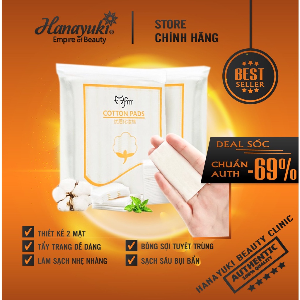 [Mẫu 2022] Sỉ- Bông tẩy trang mèo 3 lớp cotton pads 222 miếng dày dặn, mềm mịn chính hãng- Hanayuki Asia