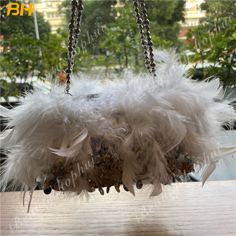 Túi Đeo Chéo Lông Vũ Thổ Nhĩ Kỳ Vintage Cho Nữ