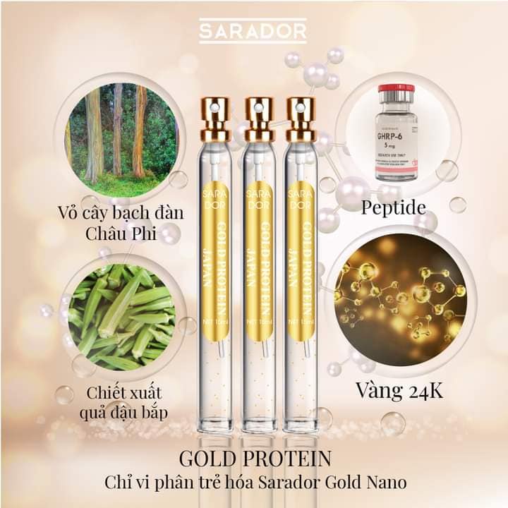 [DATE 05/22] Tinh chất vàng 24k Protein Peptide và chỉ căng cơ Protein Nano SARADOR GOLD PROTEIN PEPTIDE (Nhât)