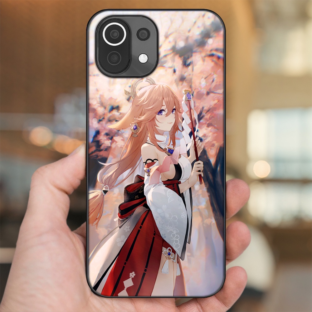 Ốp lưng Xiaomi Mi 11 Lite viền đen in hình Yae Miko Genshin Impact