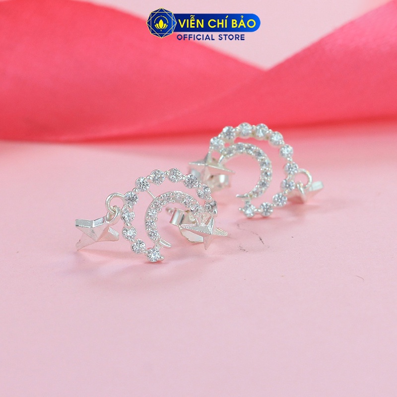 Bông tai bạc nữ to the Moon chất liệu bạc 925 thời trang phụ kiện trang sức nữ Viễn Chí Bảo B400528