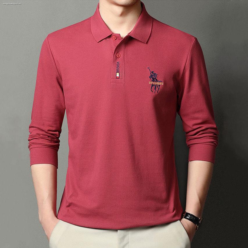 Áo thun tay dài có cổ thời trang thu đông cho đàn ông trung niên | BigBuy360 - bigbuy360.vn