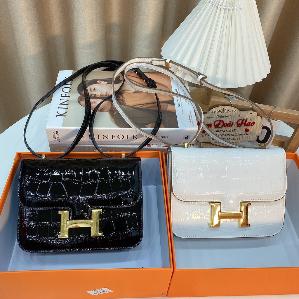 Túi Xách Nữ Đeo Vai,Đeo Chéo Khóa Chữ H Chất Da Bóng  Sai 20 CM Hàng Có Hộp Thiết Kế  Phong Cách Phương Tây