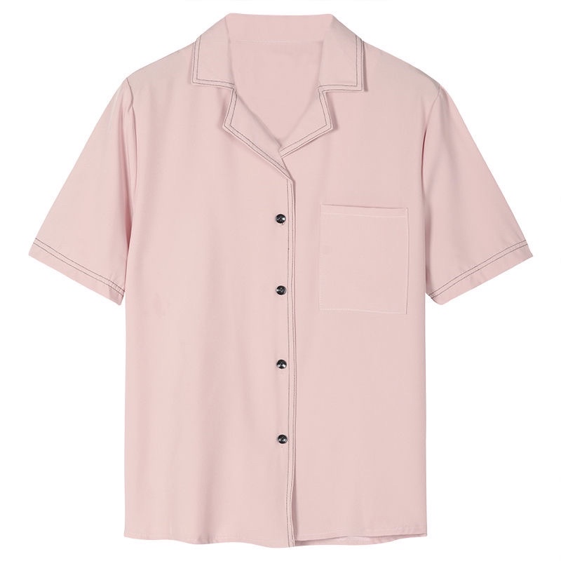 Áo Sơ Mi Kiểu Nữ Tay Ngắn MOLA cổ Vest Phong Cách Công sở Vintage Hàn Quốc Cộc Tay Nữ