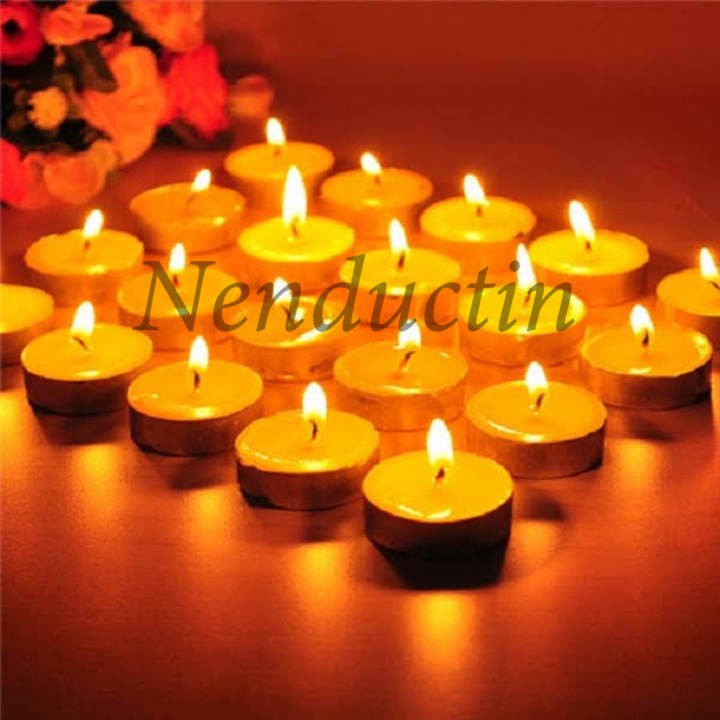 Nến tealight 100 viên vàng,trắng,đỏ cháy liên tục 2h đức tín cao cấp không mùi không khói