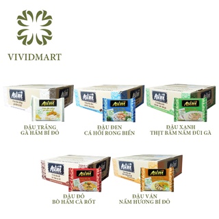 Thùng CHÁO ASIM 5 VỊ ĐẬU: TRẮNG GÀ HẦM BÍ ĐỎ, ĐEN CÁ HỒI RONG BIỂN, XANH THỊT BẰM NẤM ĐÙI GÀ, BÒ CÀ RỐT, VÁN NẤM HƯƠNG