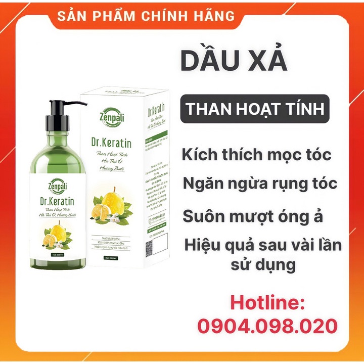 Dầu Xả Ngăn Rụng Tóc Và Kích Thích Mọc Tóc - Dr Herbal Than Hoạt Tính Zenpali Chính Hãng