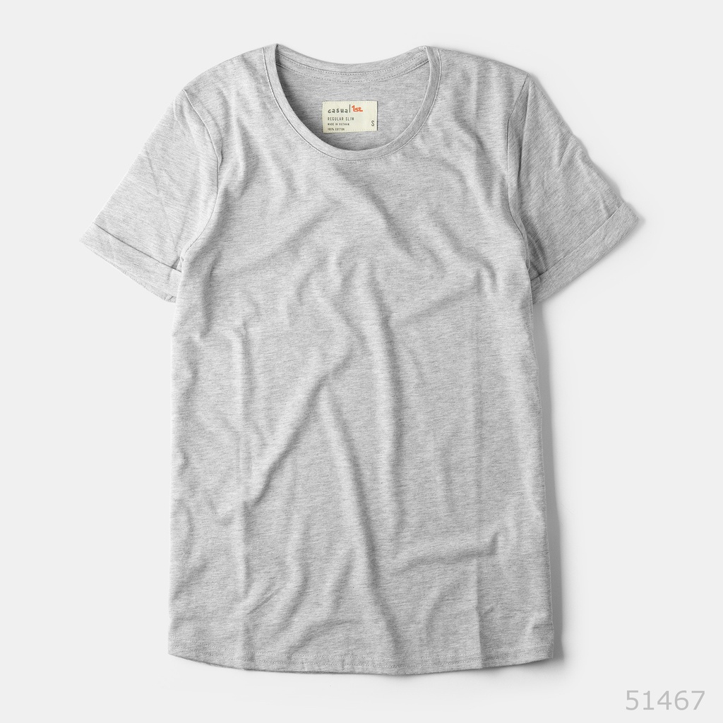 Áo thun nữ phông trơn Casual 1st cổ tròn tay ngắn cộc, vải 100% cotton cao cấp thoáng mát - 51467