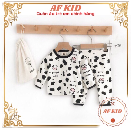 Bộ BÒ SỮA Dài Tay AF KID Cho Bé Trai Bé Gái Chất Cotton Cao Cấp Họa Tiết Thấm Hút Mồ Hôi Tốt