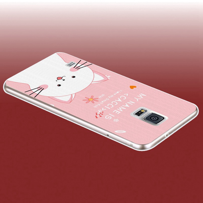 Ốp lưng mèo trắng dễ thương cho điện thoại Samsung S3 S4 S5 S6 S7 S8 S9 S10 e Edge Grand Prime Neo Plus
