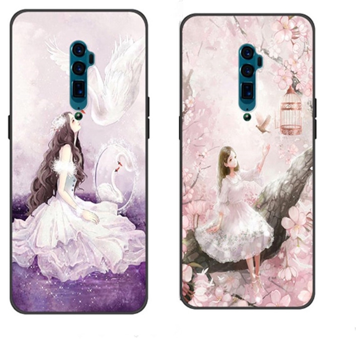 Swan peach girl mobile phone case Samsung Galaxy M23 M33 5G A22 LTE A32 4G 5G A52S M22 M32 M12 A12 A02S S8 S9 S10 S20 Plus S10 5G S20 FE S10 Lite M51 M21 M31 M20 M30S