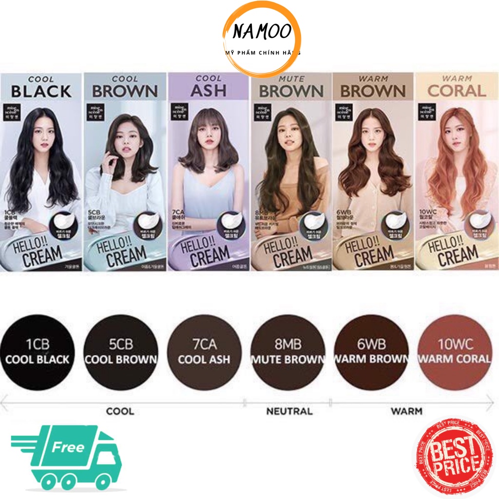 NHUỘM TÓC Dạng kem Mise En Scene Hello Cream Personal Hair Color 125g mẫu mới 2020