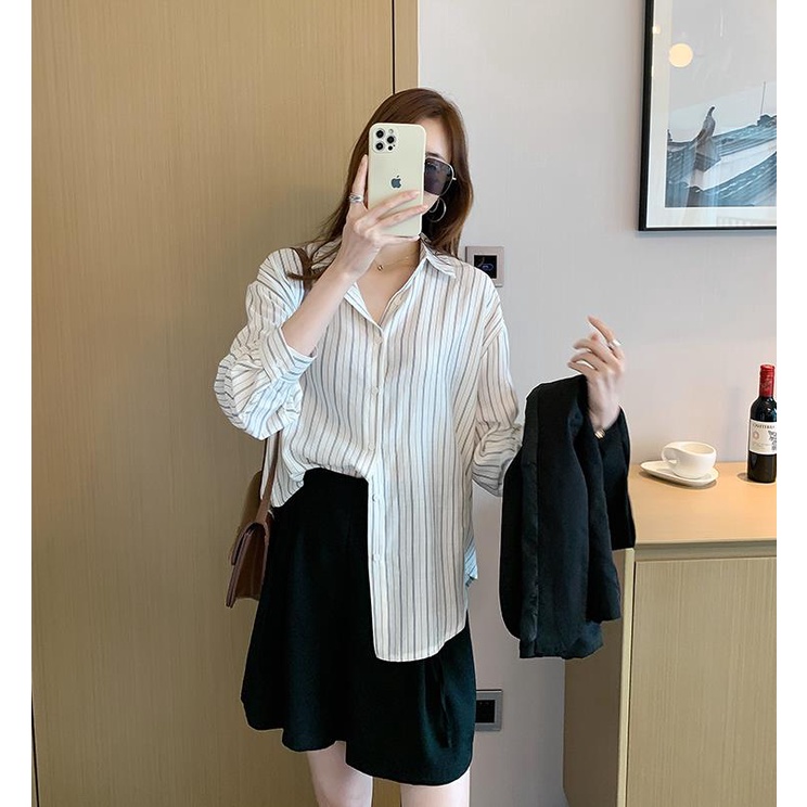 Áo Sơ Mi Nữ Dáng Rộng Họa Tiết Sọc Kiểu Dáng Mới