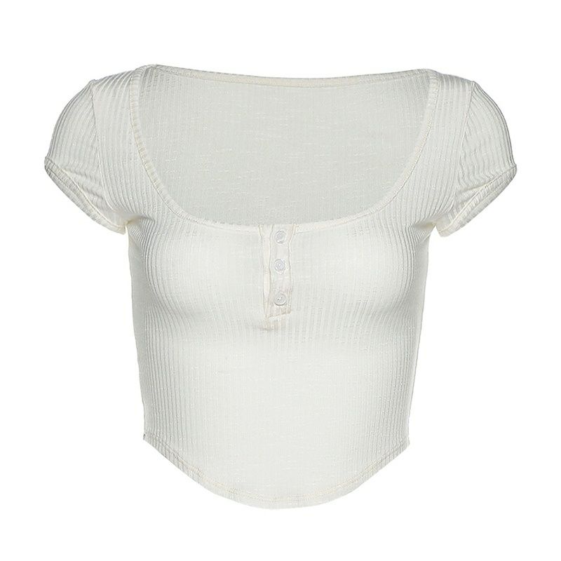 Áo croptop ngắn tay cổ chữ U thời trang gợi cảm cho nữ, áo thun nữ A08 BUBUSHOP
