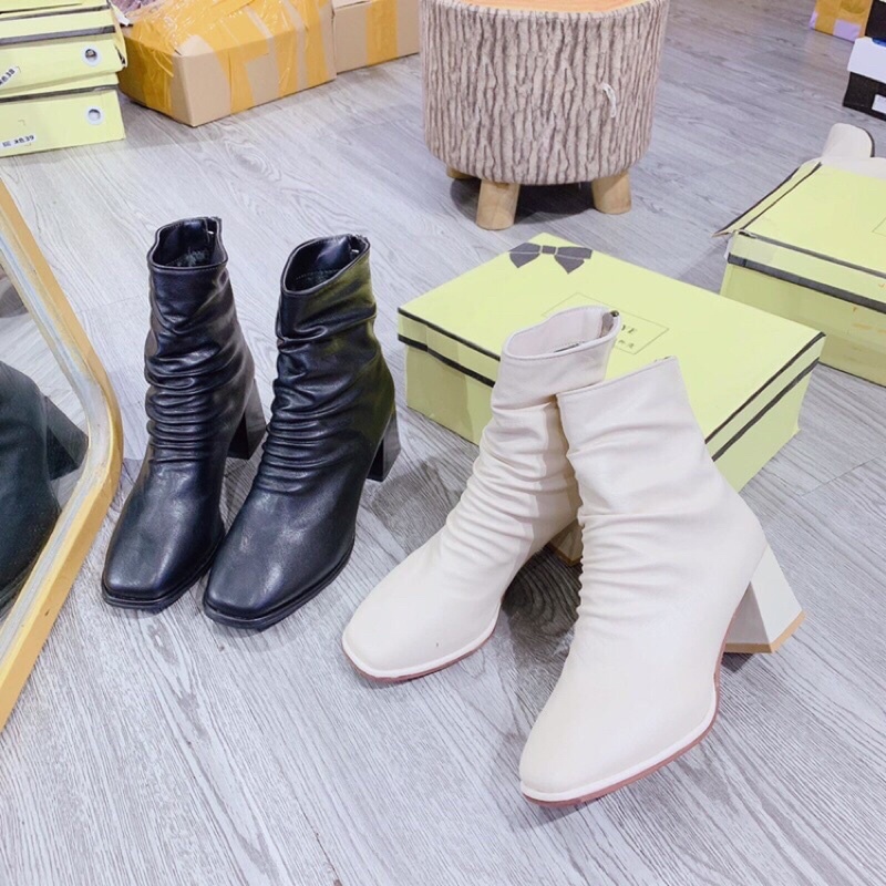 boot nhăn đế vuông cao 5 phân hình thật sẵn kho