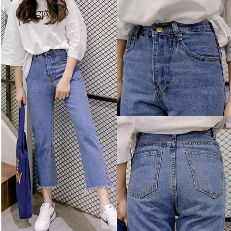 Quần jeans nữ dài ống đứng thời trang Hàn Quốc