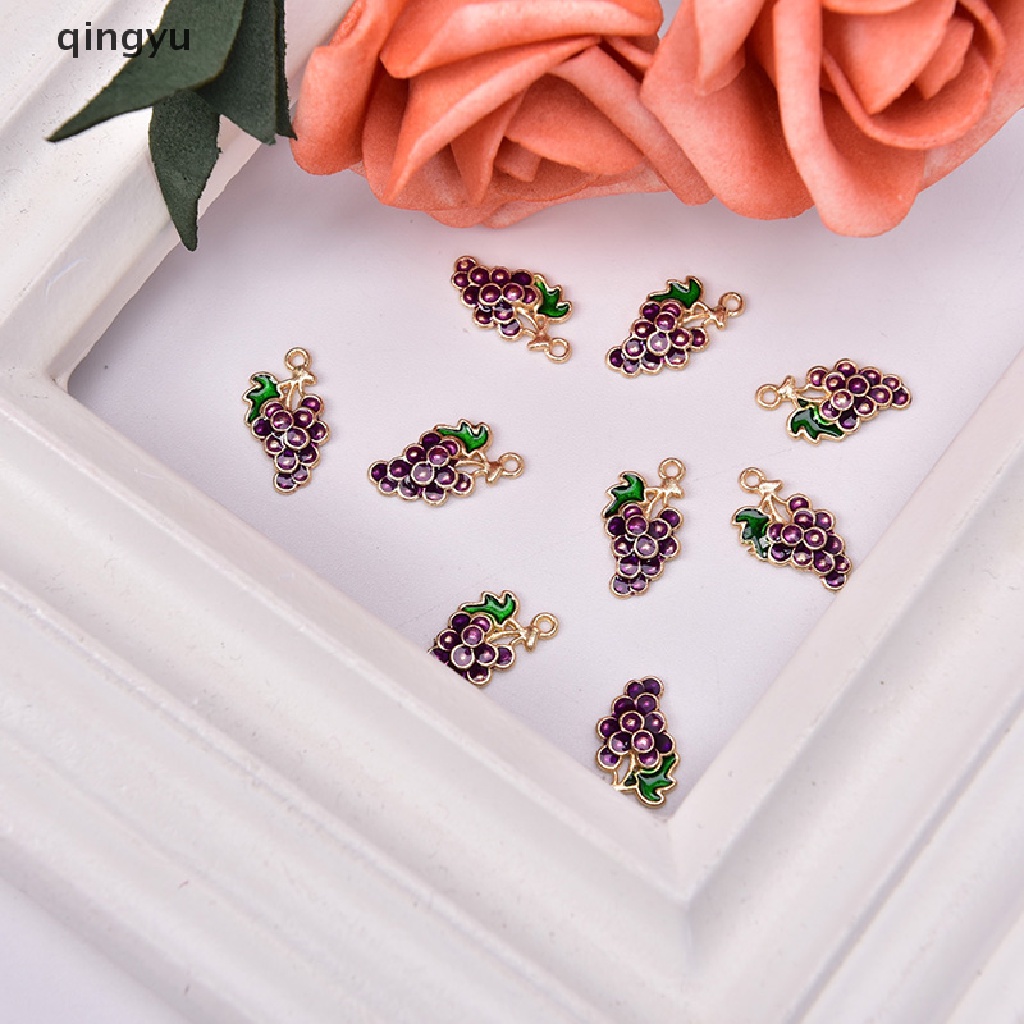 Bộ 10 Mặt Dây Chuyền Hình Trái Nho Bằng Hợp Kim Tráng Men DIY