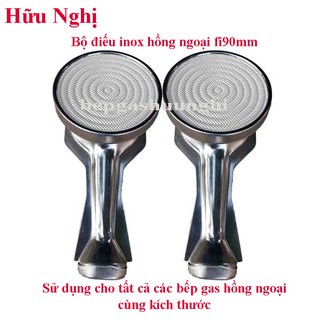 Combo 2 điếu inox bếp gas hồng ngoại Fi90mm trắng, phụ kiện bếp gas