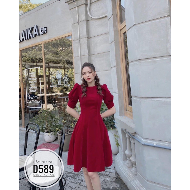 Bigsize Đầm nhung D589